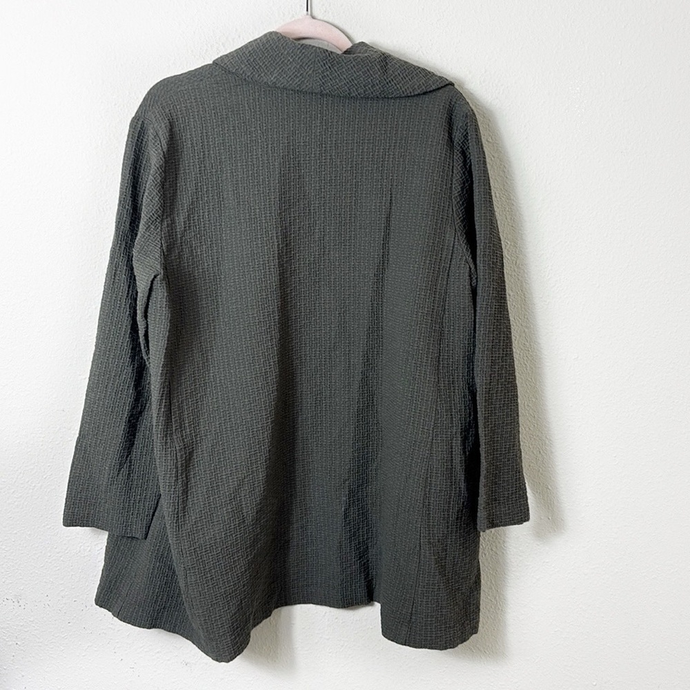 Eileen Fisher Cotton / Tencel Stretch Basket Shawel Collar Cardigan sz Large - Picture 2 of 8